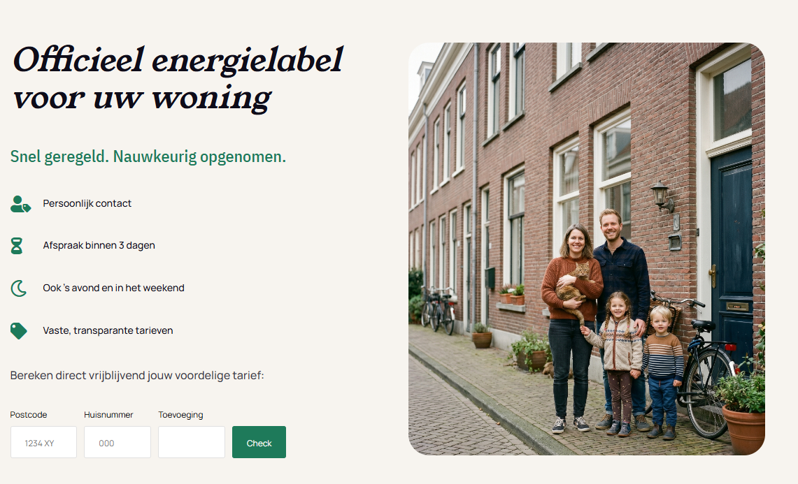 Homepagina van LV Energielabels